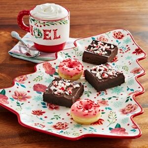 🎄 New Pioneer Woman Merry Meadow Red Christmas Tree Platter